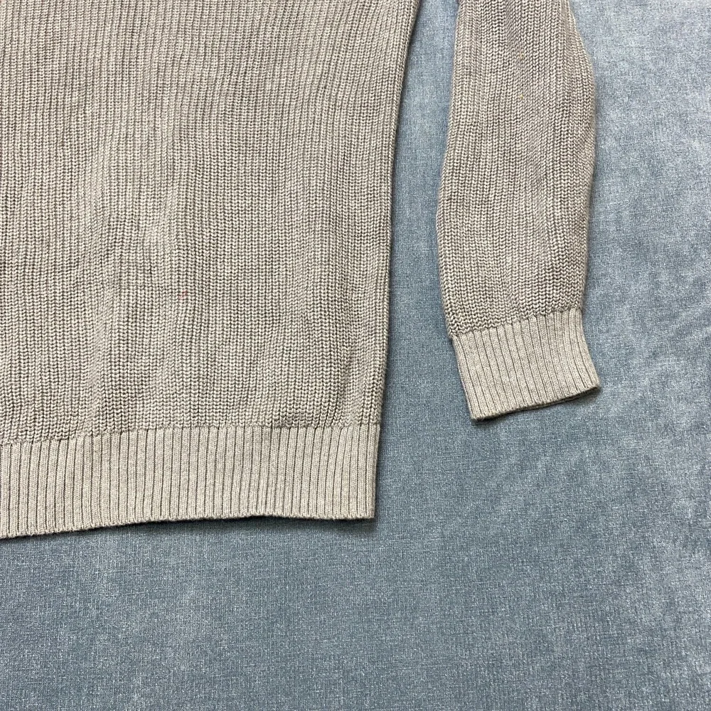 Lands' End Drifter Sweater Mens 2XL Gray Shaker Stitch Knit Cotton Raglan Sleeve